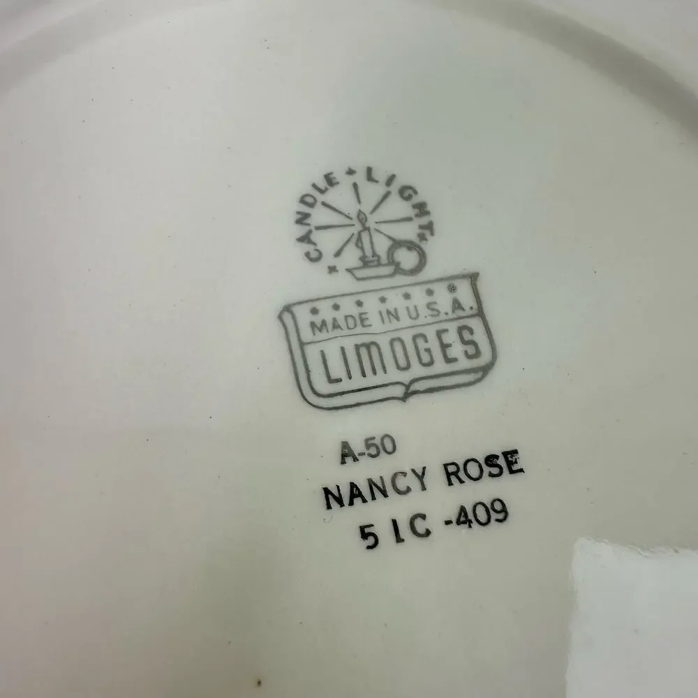 Limoges VTG Candle Light Nancy Rose A-50 Floral Small 6.5